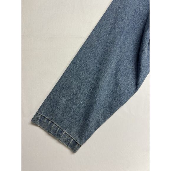 Quacker Factory Cat Denim Shirt Size 1X Corduroy Collar Embroidered Rhinestones - Picture 9 of 14